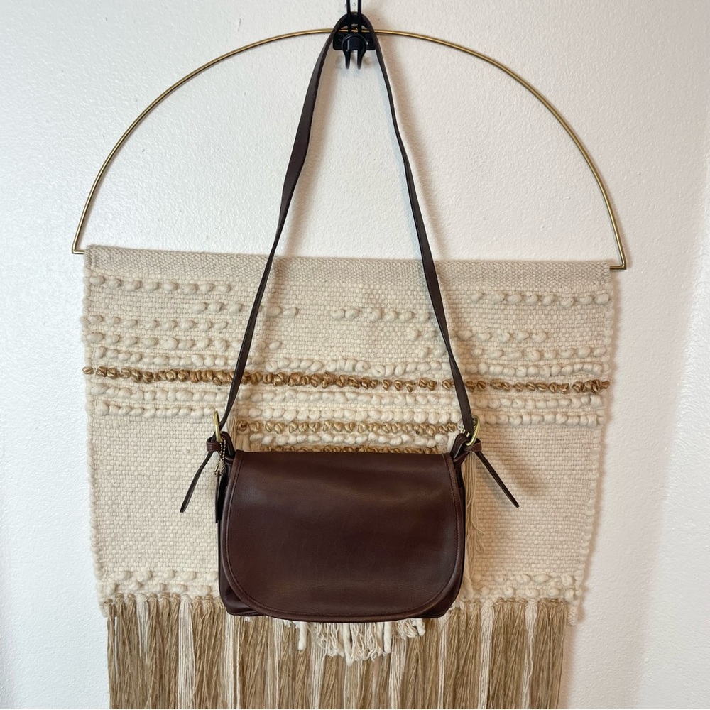 Vintage Coach Leather Patricia Saddle Flap Crossbody Messenger Bag 9951 Brown